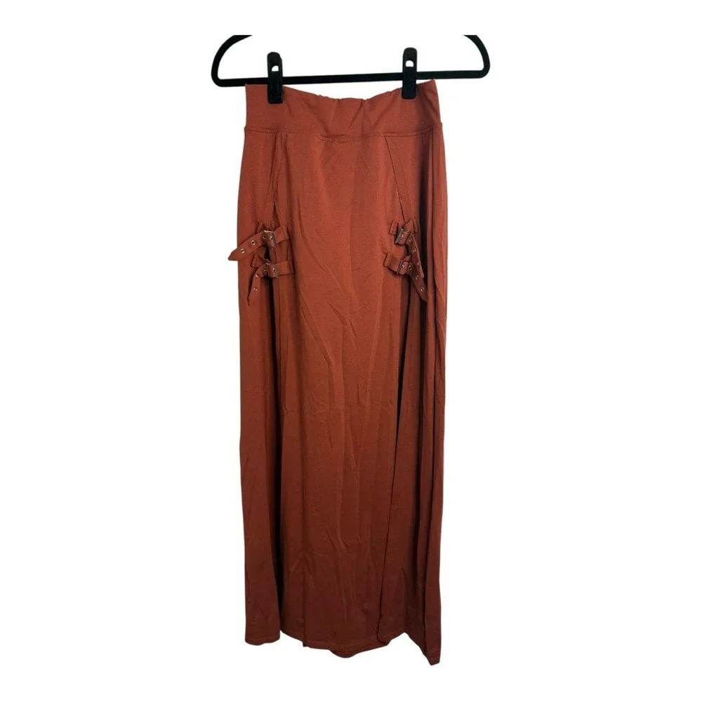 Halara High Waisted Decorative Buckle Split‎ 2-in-1 Maxi Skirt Clay Small NWT
